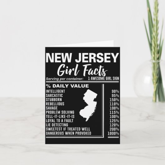 Born In New Jersey - New Jersey Girl Facts Kaart (Voorkant)