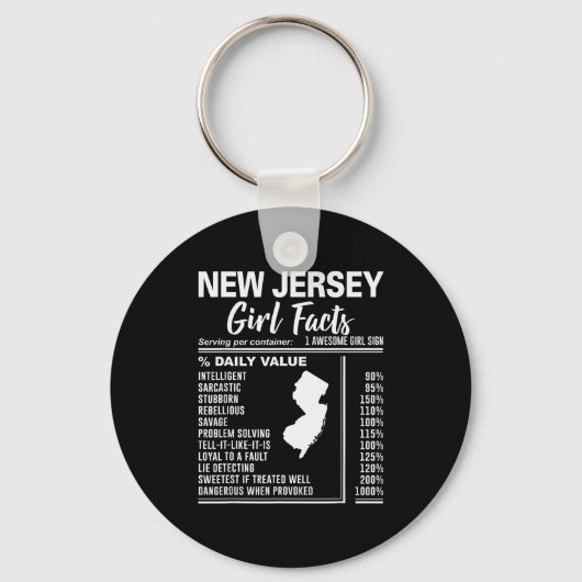 Born In New Jersey - New Jersey Girl Facts Sleutelhanger (Voorkant)