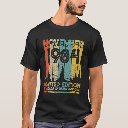 Born In November 1984 Birthday Limited Edition 37 T-shirt (Voorkant)