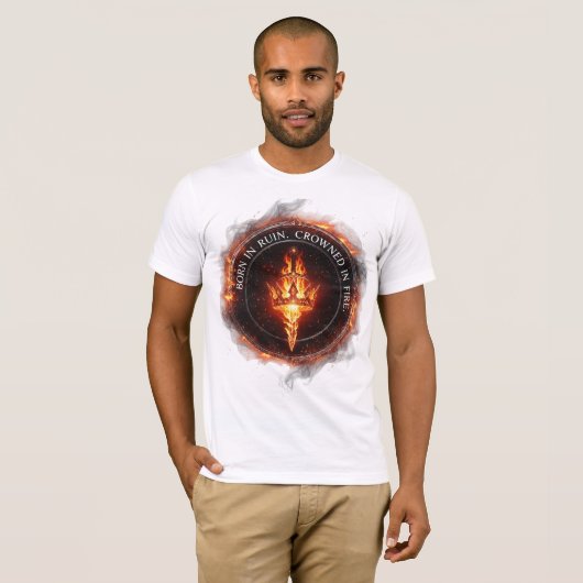 Born in Ruin Crowned in Fire – Dark Fantasy Anime  T-shirt (Voorkant volledig)