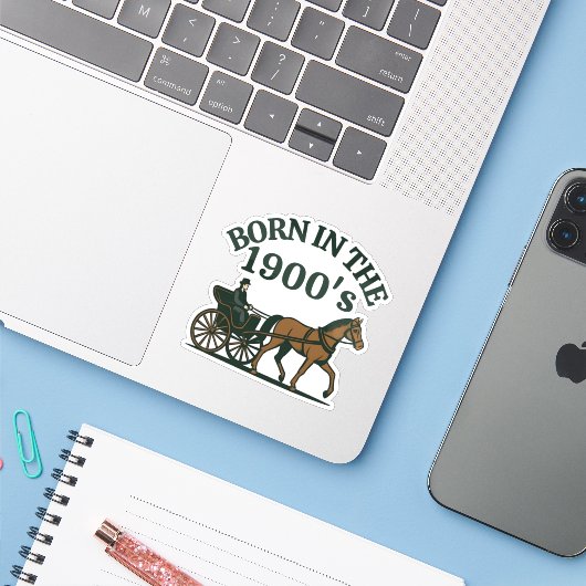 Born in the 1900's Nostalgic Funny Sticker (Laptop met iPhone)