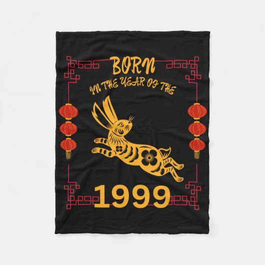 Born In The Year Of The Rabbit 1999 Chinese New Ye Fleece Deken (Voorkant)