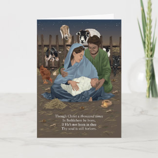 Born in Thee Nativity Christmas Card Kaart