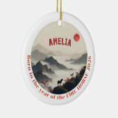 Born in Year of the Horse 2026 Chinese Mountain  Keramisch Ornament (Rechts)