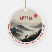 Born in Year of the Horse 2026 Chinese Mountain  Keramisch Ornament (Achterkant)