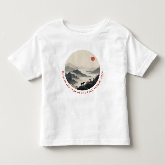 Born in Year of the Horse 2026 Chinese Mountain  Kinder Shirts (Voorkant)
