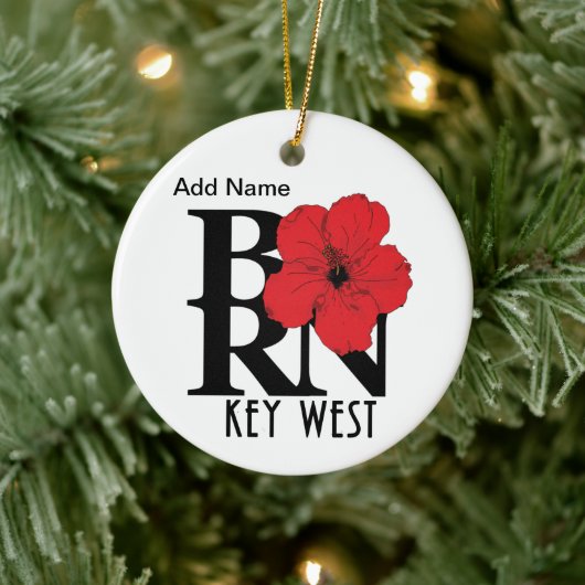 BORN Key West Florida Hibiscus Keramisch Ornament (Boom)