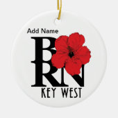 BORN Key West Florida Hibiscus Keramisch Ornament (Voorkant)