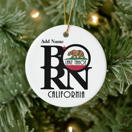 BORN Lake Tahoe California Keramisch Ornament (Boom)