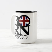 BORN Liverpool England (VK) 15oz Tweekleurige Koffiemok (Voorkant links)