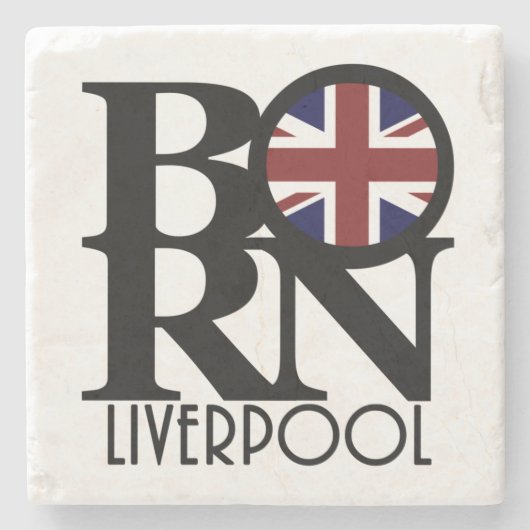 BORN Liverpool England (VK-vlag) Stenen Onderzetter (Voorkant)