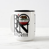 BORN Long Beach CA 15oz Two-Tone Coffee Mok (Voorkant links)