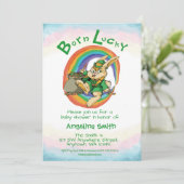 Born Lucky Little Saint Patrick Rabbit Baby shower Kaart (Staand voorkant)