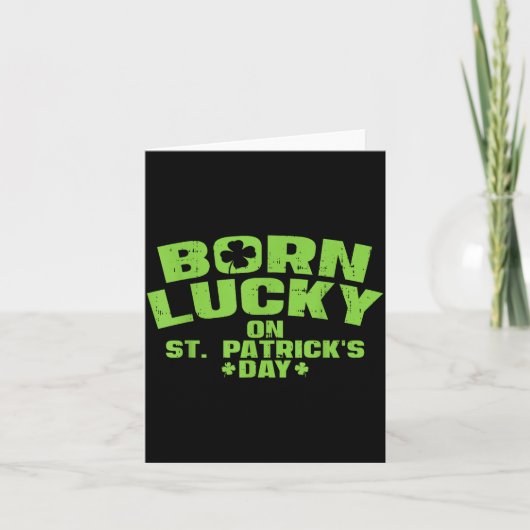 Born Lucky On St Patricks Day Shirt Birthday Boy G Kaart (Voorkant)