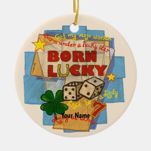 Born Lucky poker Keramisch Ornament (Voorkant)