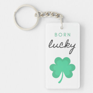 "BORN LUCKY SHAMROCK" ACRYLIC SLEUTELHANGER. SLEUT SLEUTELHANGER