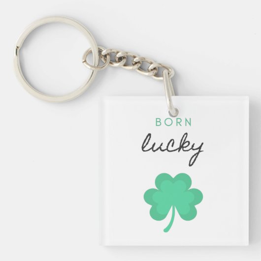 "BORN LUCKY SHAMROCK" DUBBELE ZIJDE SLEUTELHANGER. SLEUTELHANGER (Voorkant)