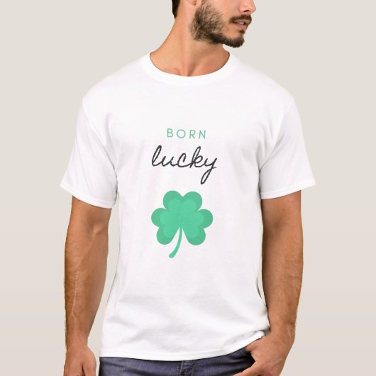"BORN LUCKY SHAMROCK"-MANNEN T-SHIRT (Voorkant)