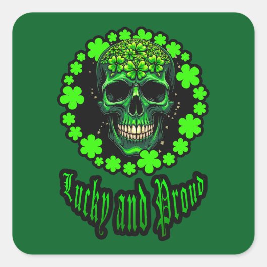 Born Lucky Skull St Patrick’s Day - Autocolante Vierkante Sticker (Voorkant)