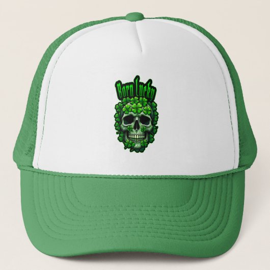 Born Lucky Skull St Patrick’s Day - boné Trucker Pet (Voorkant)
