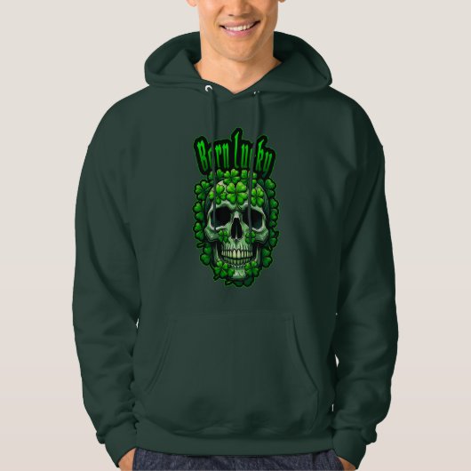 Born Lucky Skull St Patrick’s Day - camiseta Hoodie (Voorkant)