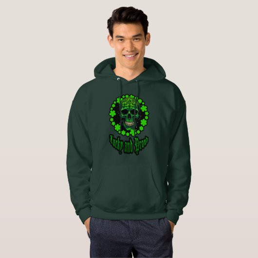 Born Lucky Skull St Patrick’s Day Shirt – Moletons (Voorkant volledig)