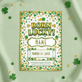 Born Lucky St. Patrick’s Day Birthday Invitation Kaart
