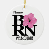 BORN Melbourne Pink Hibiscus Keramisch Ornament (Voorkant)