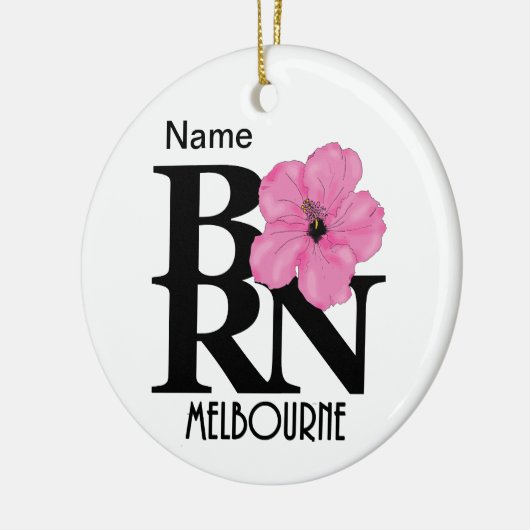 BORN Melbourne Pink Hibiscus Keramisch Ornament (Links)