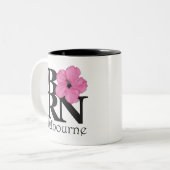 BORN Melbourne Pink Hibiscus Tweekleurige Koffiemok (Voorkant links)