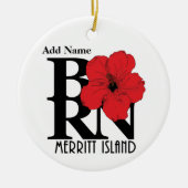 BORN Merritt Island Red Hibiscus Keramisch Ornament (Voorkant)