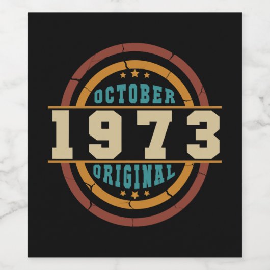 Born October 1973 Original Retro Wijn Etiket (Enkel label)