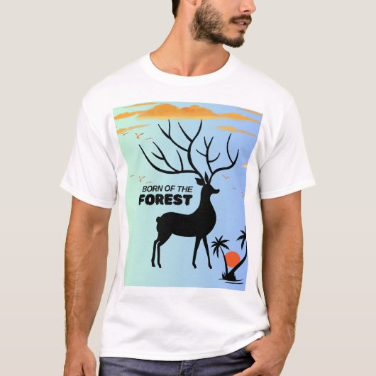 Born of the Forest – Mystic Deer Silhouette Nature T-shirt (Voorkant)
