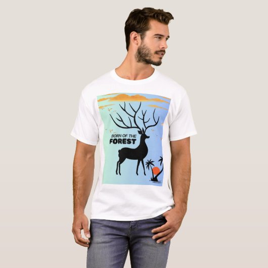 Born of the Forest – Mystic Deer Silhouette Nature T-shirt (Voorkant volledig)