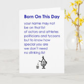 Born On This Day - een grappig verjaardagsgedicht Kaart (Gele Bloem)