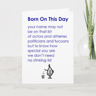 Born On This Day - een grappig verjaardagsgedicht Kaart