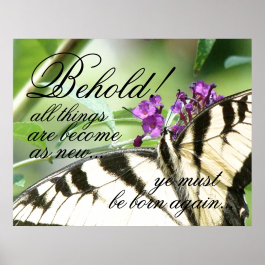 Born Opnieuw Butterfly Bijbel Christelijk Poster (Voorkant)