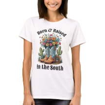 Born & Raised Southern Floral Cowboylaarzen T-shir