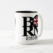 BORN Reading England 15oz Tweekleurige Koffiemok (Voorkant rechts)