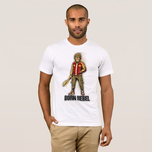 Born Rebel Monkey Gunner T-shirt (Voorkant volledig)