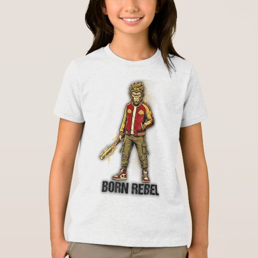 Born Rebel Monkey Gunner Tri-Blend Shirt (Voorkant)