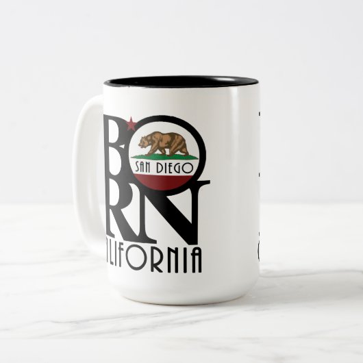 BORN San Diego 15oz Tweekleurige Koffiemok (Voorkant links)