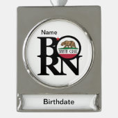 BORN Santa Cruz Verzilverd Banner Ornament (Voorkant)