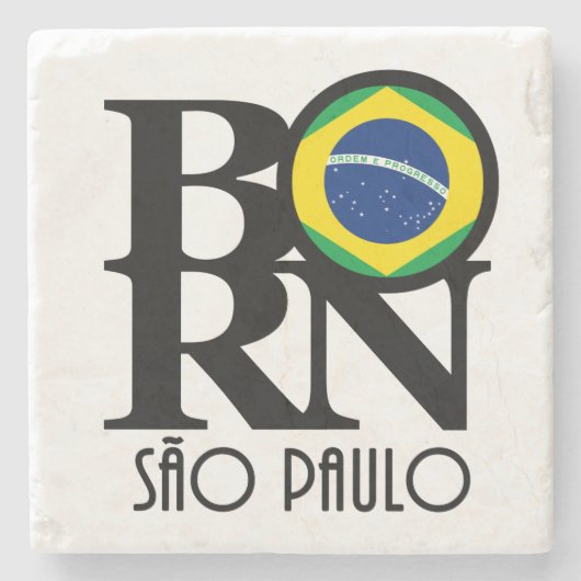 BORN Sao Paulo Brazilië Stenen Onderzetter (Voorkant)