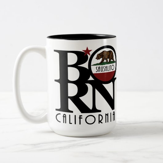 BORN Sausalito CA 15oz Tweekleurige Koffiemok (Links)