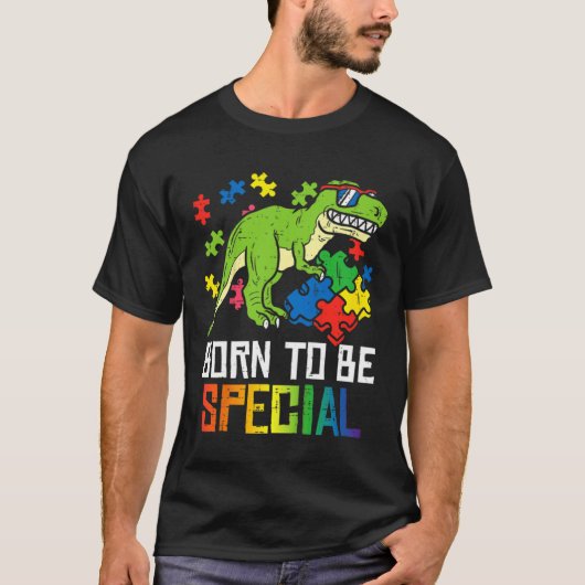 Born Special Dinosaur Kids Boys Toddler Autism Awa T-shirt (Voorkant)