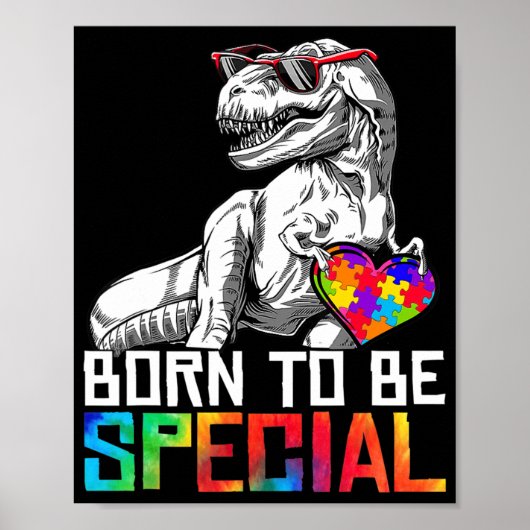 Born Special Trex Puzzle Dino boys Autism Awarenes Poster (Voorkant)