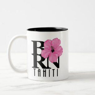 BORN Tahiti 11oz Pink Hibiscus Tweekleurige Koffiemok
