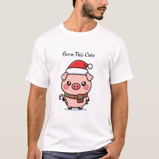 Born This Cute | Cute Mini Pig Graphic T-Shirt (Voorkant)