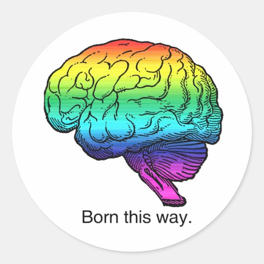BORN THIS WAY BREIN RONDE STICKER (Voorkant)